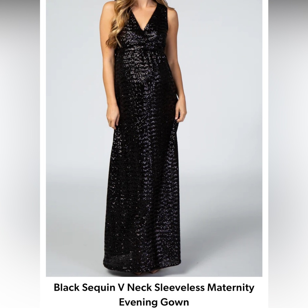 black sequin maternity gown